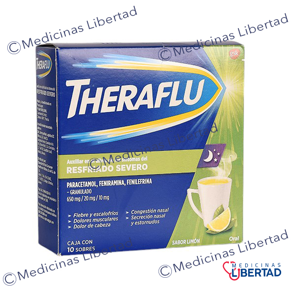 THERAFLU C/10 SOBRES SABOR LIMON.