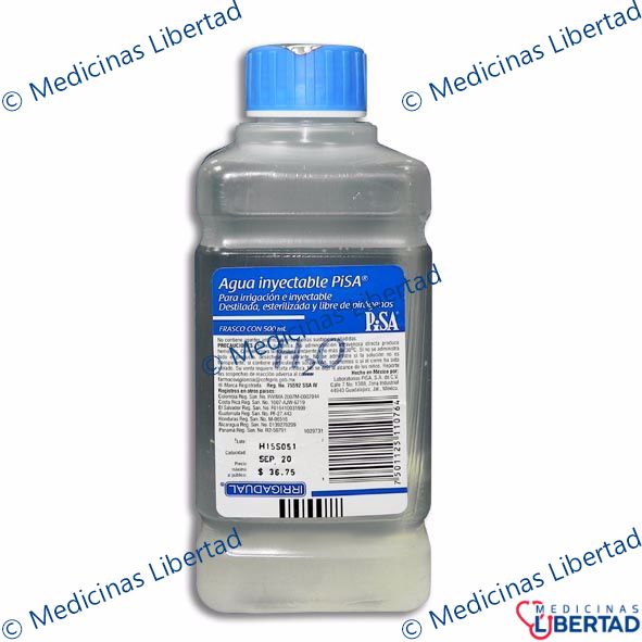 AGUA INYECTABLE PLASTICO C/BAYONETA  500 ML