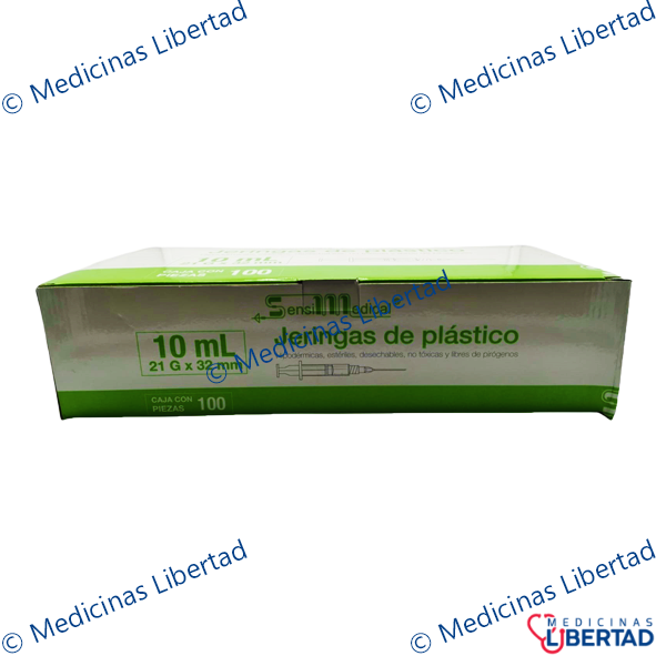 JERINGA 10ML 21X32 VERDE SENSIMEDICAL CAJA C/100