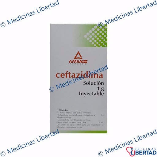 [7501349022799] CEFTAZIDIMA AMSA 1G Solucion Inyectable c/1