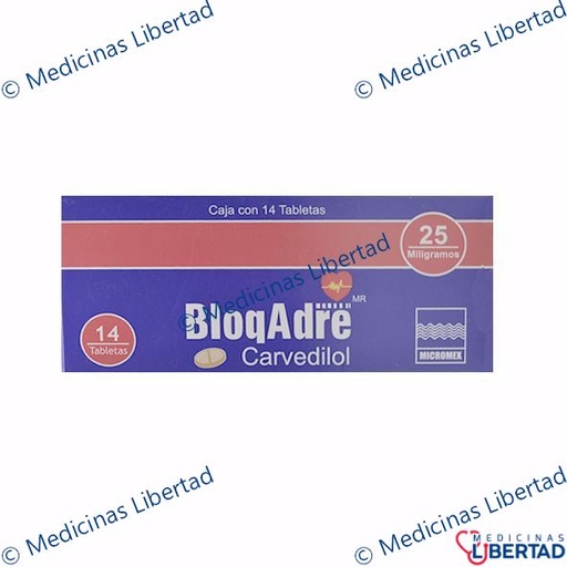 [7502231320146] BLOQADRE CARVEDILOL TABLETAS C/14