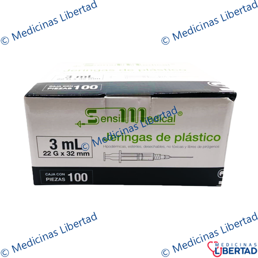 [7506022301772] JERINGA 3ML 22X32 NEGRA SENSIMEDICAL CAJA C/100