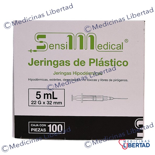 [7506022301840] JERINGA 5ML 22X32 NEGRA SENSIMEDICAL C/100