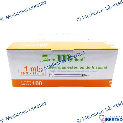 [7506022314505] JERINGA PARA INSULINA 1ML 29 X 13MM SENSIMEDICAL C/ 100