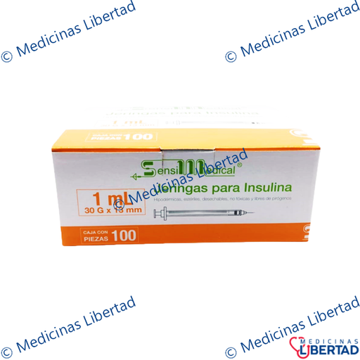 [7506022314543] JERINGA 1ML INSULINA 30X13 SENSIMEDICAL CAJA C/100