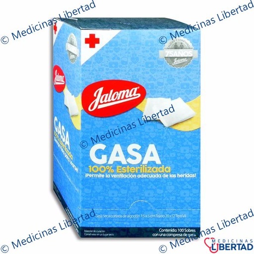 [759684231506] GASA SIMPLE ESTERIL 7.5X5CM JALOMA Caja  c/100