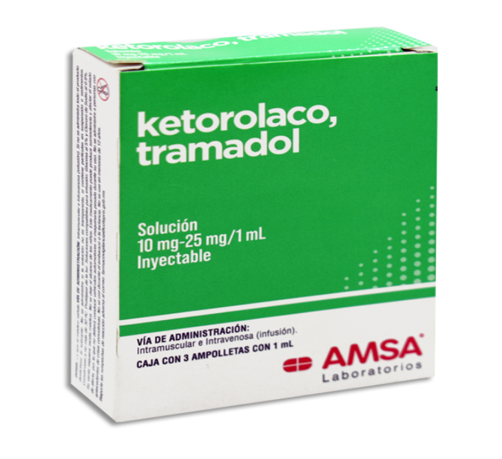 KETOROLACO - TRAMADOL 10MG - 25/1ML INY C/3 AMSA