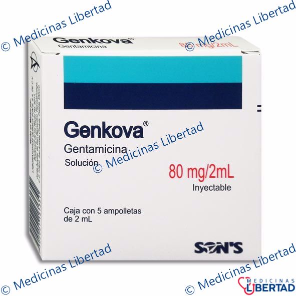 GENTAMICINA/ GENKOVA ADULTO 80MG.INYECTABLE  C/5