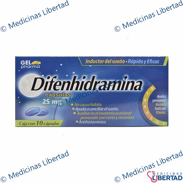 DIFENHIDRAMINA GELPHARMA  25MG CAPSULAS C/10