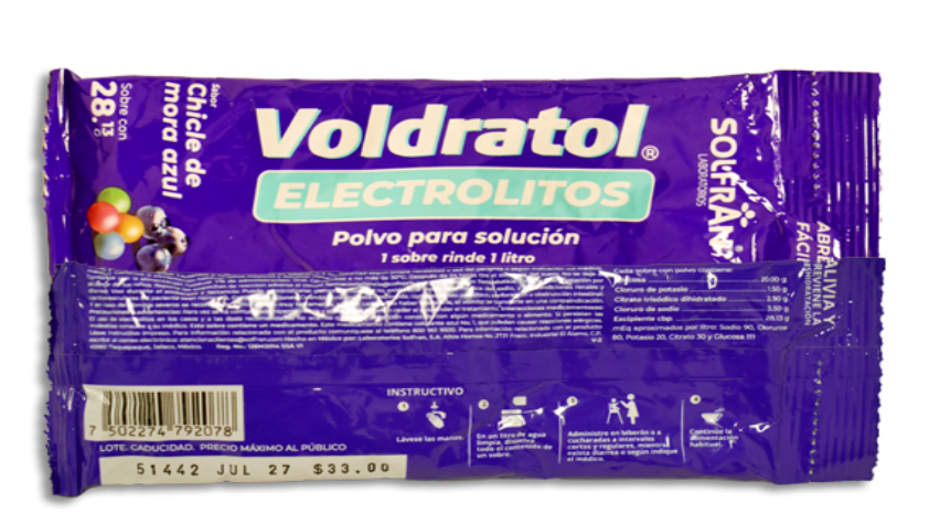 VOLDRATOL CHICLE MORA AZUL ELECTROLITOS STICK Polvo en Sobres c/1