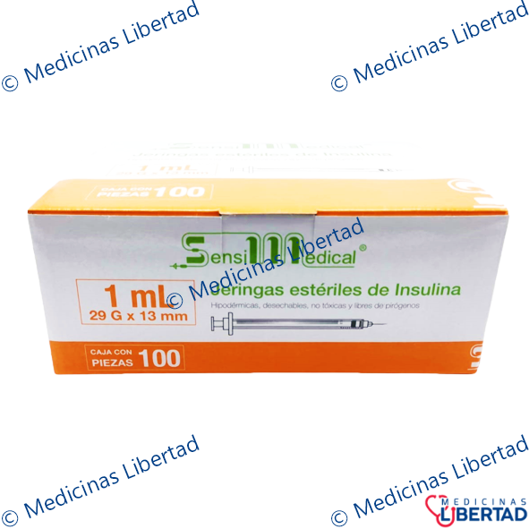 JERINGA PARA INSULINA 1ML 29X13 SENSIMEDICAL C/ 100