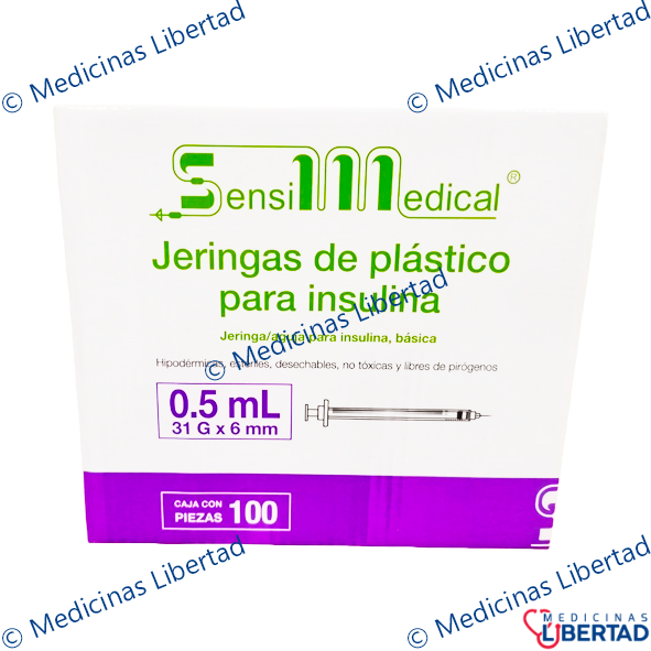 JERINGA 0.5ML 31G X 6MM P/INSULINA C/100 SENSIMEDICAL