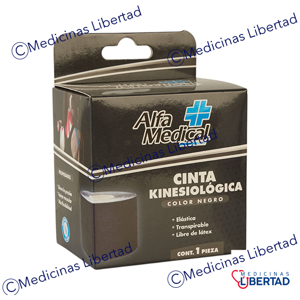 CINTA KINESIOLOGICA 5 CM X5M NEGRO CAJA C/1 ALFA MEDICAL.
