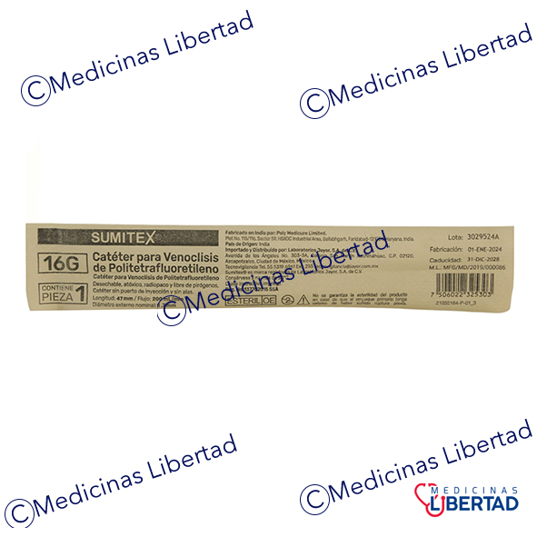 CATETER PARA VENOCLISIS SUMITEX CAL 16 ( GRIS ) 