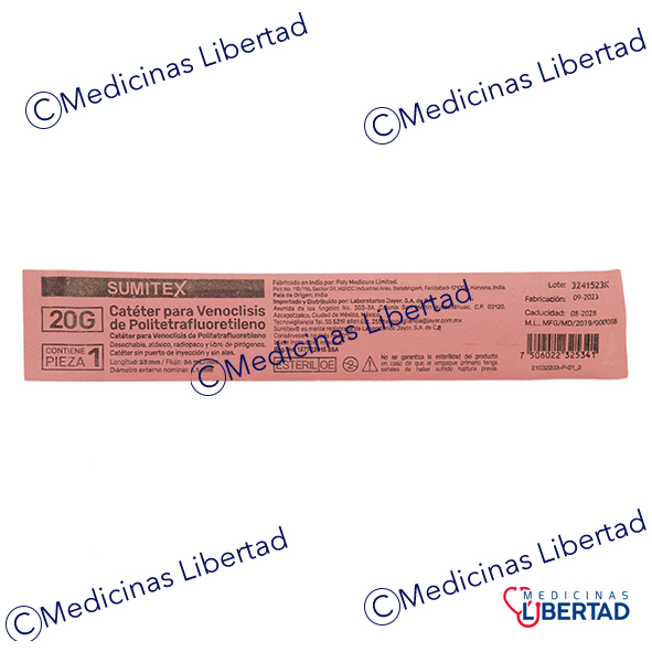 CATETER PARA VENOCLISIS SUMITEX CAL 20 G (ROSA ) 