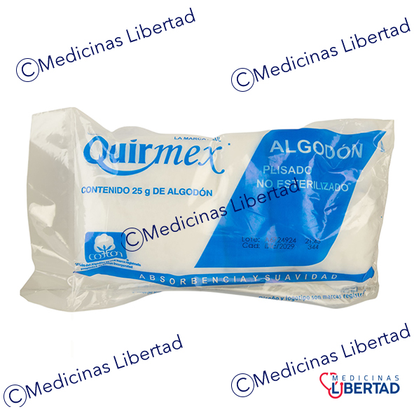 ALGODON ABSORBENTE PLISADO QUIRMEX BOLSA 25 GR 