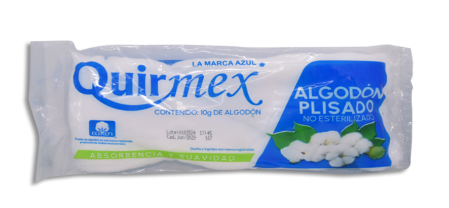 ALGODON ABSORBENTE PLISADO QUIRMEX Bolsa 10 g