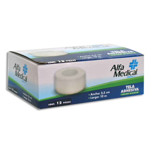 TELA ADHESIVA ALFA MEDICAL 2.5CMX10M Caja c/12