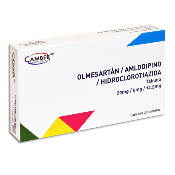 OLMESARTAN/ AMLODIPINO/ HIDROCLOROTIAZIDA 20/5/12.5MG CAMBER Tabletas c/28