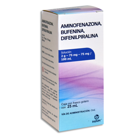 AMINOFENAZONA, BUFENINA, DIFENILPIRALINA MAVER Solucion 25 ml