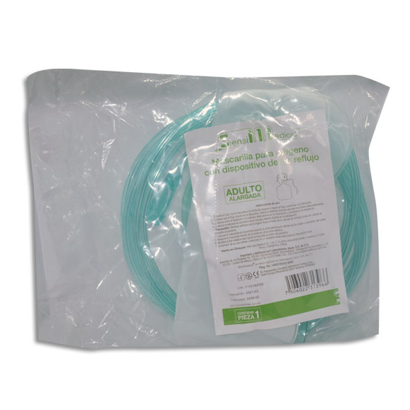 MASCARILLA PARA OXIGENO CON NO REFLUJO Y RESERVORIO ADULTO Pieza c/1