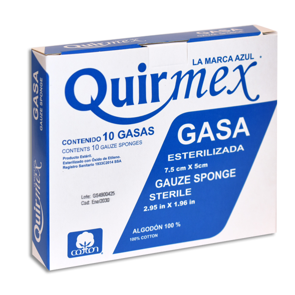 GASA ESTERILIZADA 7.5X5CM QUIRMEX Caja c/10