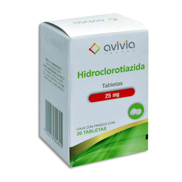 HIDROCLOROTIAZIDA 25MG AVIVIA Tabletas c/20