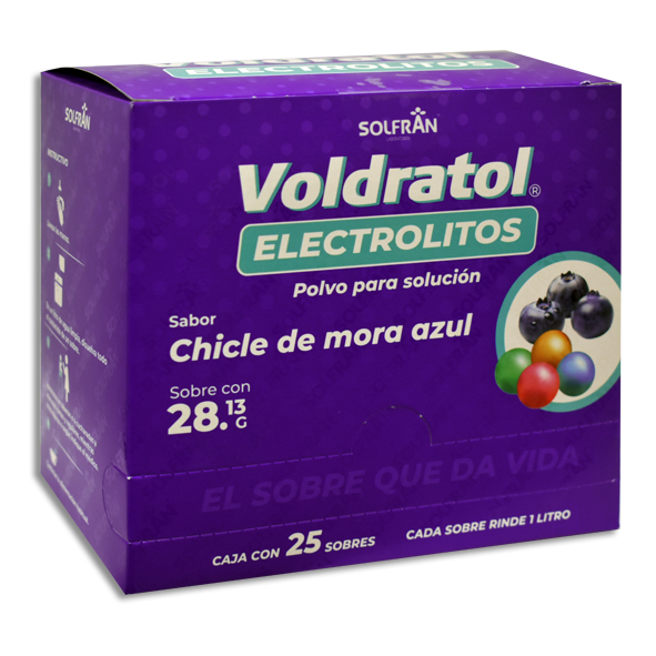 VOLDRATOL CHICLE MORA AZUL ELECTROLITOS   Polvo en Sobres c/25