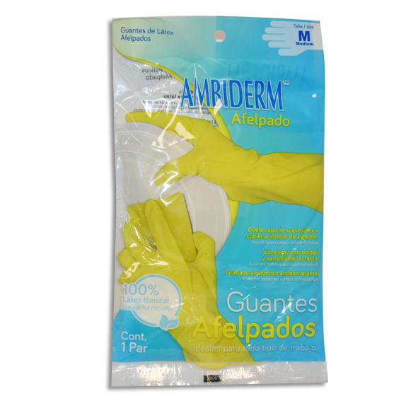 GUANTE AMBIDERM DOMESTICO AMARILLO MEDIANO Bolsa 1 par