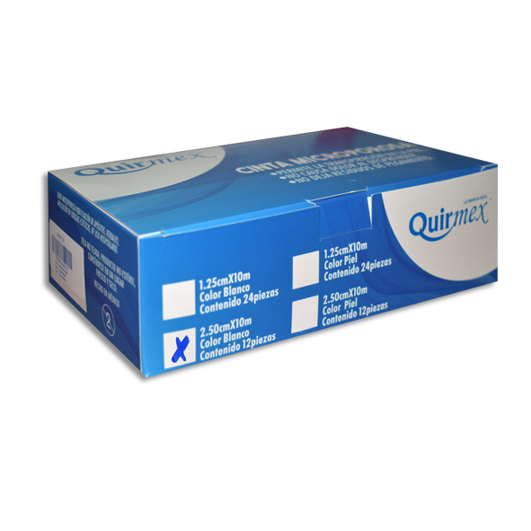 CINTA MICROPOROSA BCA QUIRMEX 2.5CMX10M Caja c/12
