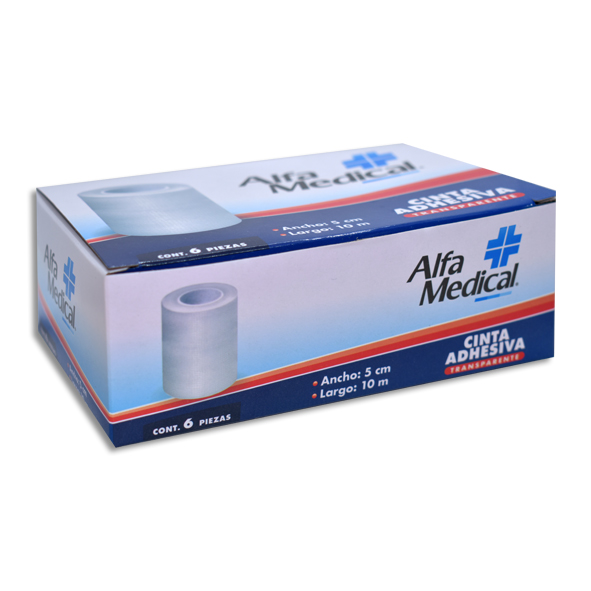 CINTA ADHESIVA TRANSPARENTE ALFA MEDICAL 5CMX10M Caja c/6