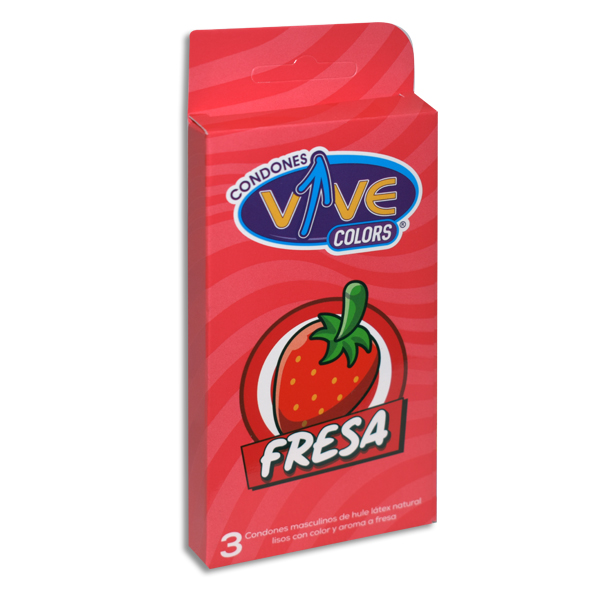 PRESERVATIVO VIVE COLORS FRESA Cartera c/3