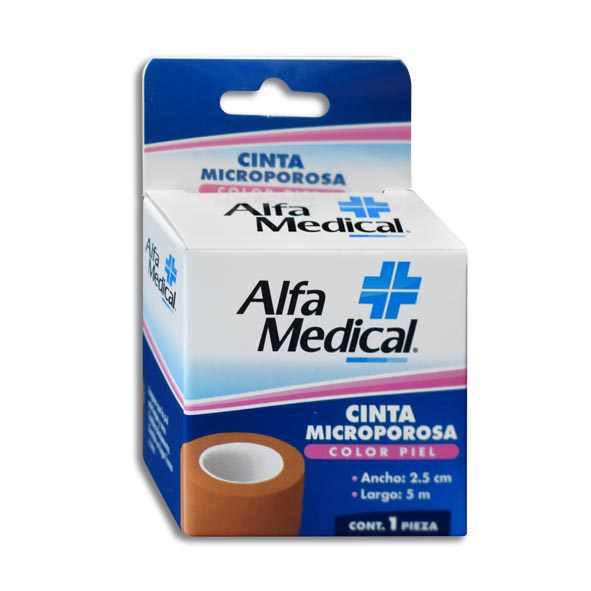 CINTA MICROPOROSA PIEL ALFA MEDICAL 2.5CMX5M Pieza c/1