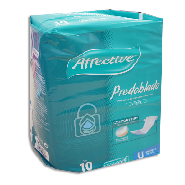 PAÑAL AFFECTIVE PREDOBLADO UNITALLA Paquete c/10