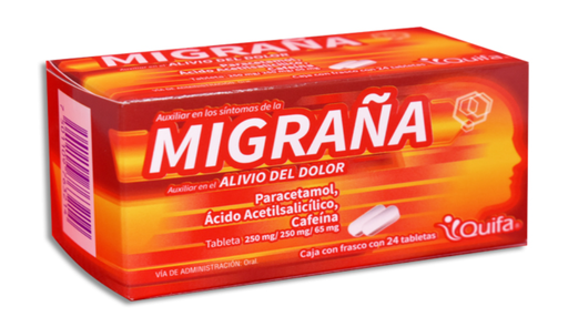 [7501109763214] PARACETAMOL AC ACETILSALICILICO CAFEINA QUIFA TAB C/24