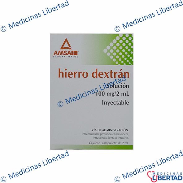 HIERRO DEXTRANO AMSA 100 MG SOLUCION INYECTABLE C/3 | Medicinas Libertad