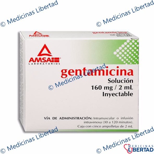 [7501349026094] GENTAMICINA 160 MG AMSA Solucion Inyectable c/5