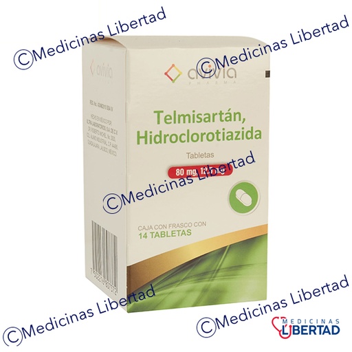 [7502216807372] TELMISARTAN/HIDROCLOROTIAZIDA 80MG/12.5MG AVIVIA C/14 TABLETAS