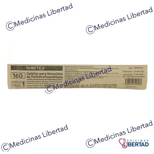 [7506022325303] CATETER PARA VENOCLISIS SUMITEX CAL 16 ( GRIS ) 