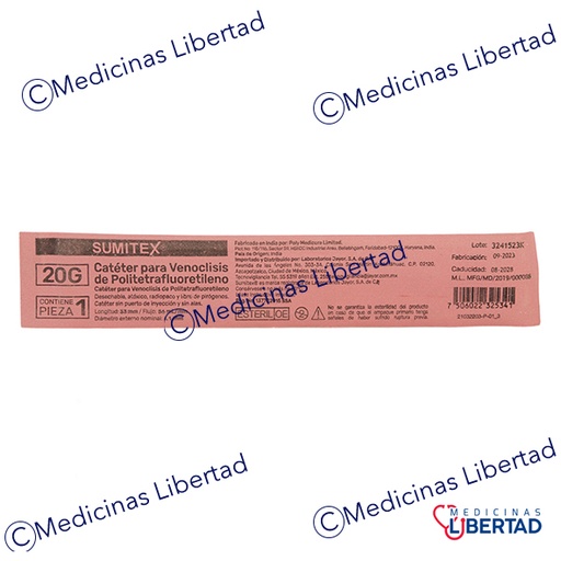 [7506022325341] CATETER PARA VENOCLISIS SUMITEX CAL 20 G (ROSA ) 