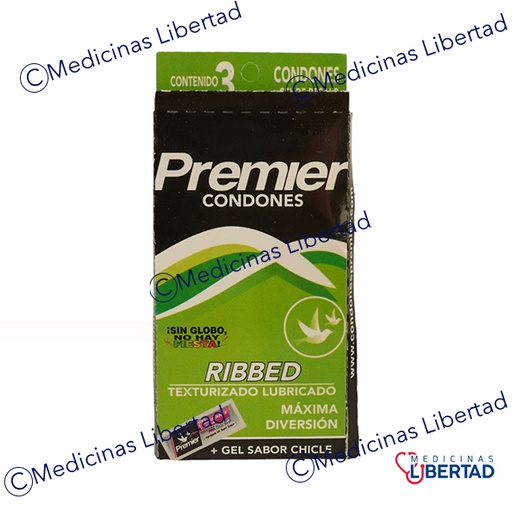 [7507736437665] PRESERVATIVO PREMIER RIBBED (VERDE) CARTERA C/3 