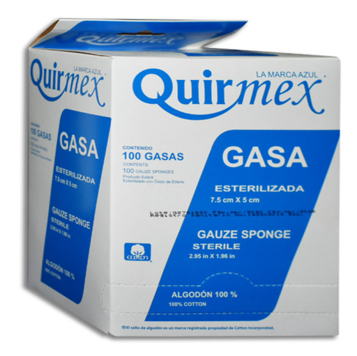 [7503003406136] GASA ESTERILIZADA 7.5X5CM QUIRMEX CAJA C/100