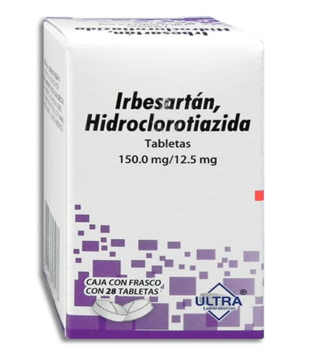 [7502216803138] IRBESARTAN,HIDROCLOROTIAZIDA 12.5/150 MG ULTRA C/28 TABLETAS