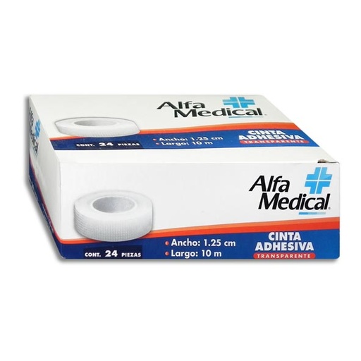 [7503014279453] CINTA ADHESIVA TRANSPARENTE ALFA MEDICAL 2.5CMX5M Caja c/1
