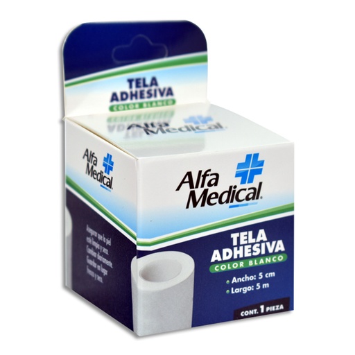 [7502275701246] TELA ADHESIVA ALFA MEDICAL 5CMX5M Caja c/1