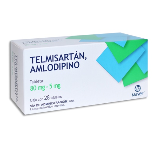 [7502009749711] TELMISARTAN,AMLODIPINO 80/5MG MAVER Tabletas c/28