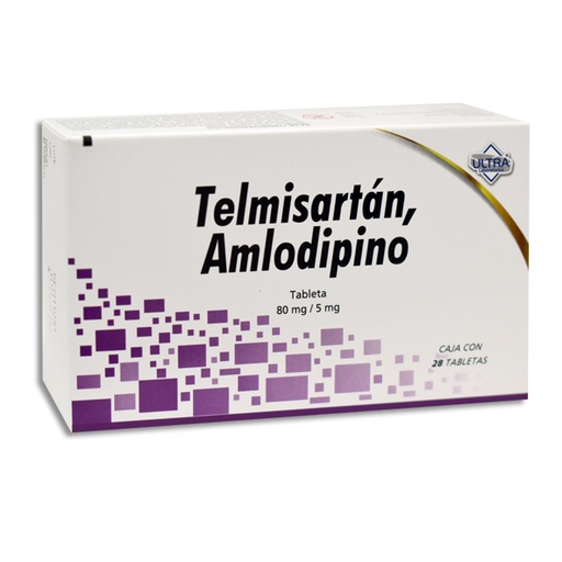 [7502216791244] TELMISARTAN,AMLODIPINO 80/5MG ULTRA Tabletas c/28