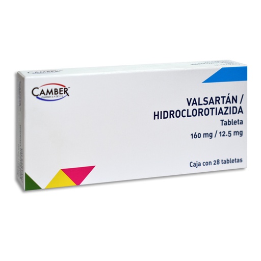 [7506442704863] VALSARTAN/ HIDROCLOROTIAZIDA 160/12.5MG CAMBER Tabletas c/28