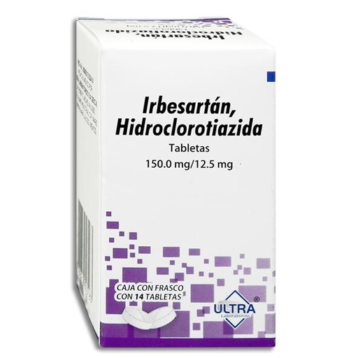 [7502216803183] IRBESARTAN, HIDROCLOROTIAZIDA 12.5/150MG ULTRA Tabletas c/14