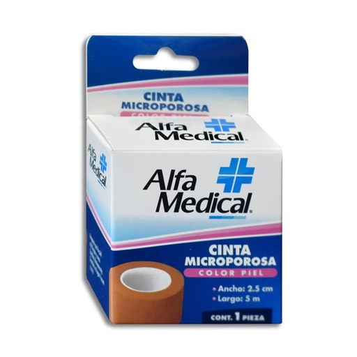 [7503014279439] CINTA MICROPOROSA PIEL ALFA MEDICAL 2.5CMX5M Pieza c/1